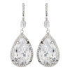 Rhodium Clear CZ Crystal Pear Teardrop Bridal Wedding Earrings 9207