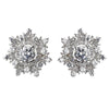 Rhodium Clear CZ Crystal Round Snowflake Stud Bridal Wedding Earrings 9209