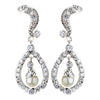 Silver Diamond White Pearl & CZ Crystal Kate Middleton Bridal Wedding Earrings 9255