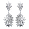Solid 925 Sterling Silver Clear CZ Crystal Leaf Burst Bridal Wedding Earrings 9262
