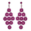 Glamorous Silver & Fuchsia Chandelier Bridal Wedding Earrings E 939