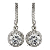 Rhodium Clear Round CZ Crystal Leverback Drop Bridal Wedding Earrings 9402