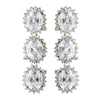 Rhodium Clear Oval CZ Crystal Triple Drop Bridal Wedding Earrings 9412