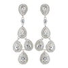 Rhodium Clear Teardrop CZ Crystal Chandelier Bridal Wedding Earrings 9418