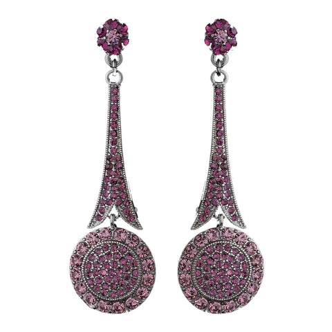 * Captivating Modern Amethyst Crystal Bridal Wedding Earrings E 942