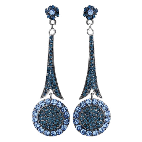 * Captivating Modern Blue Crystal Bridal Wedding Earrings E 942