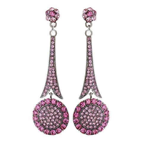 * Captivating Modern Pink Crystal Bridal Wedding Earrings E 942