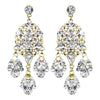 Celebrity Style Gold Clear AB Chandelier Bridal Wedding Earrings E 943