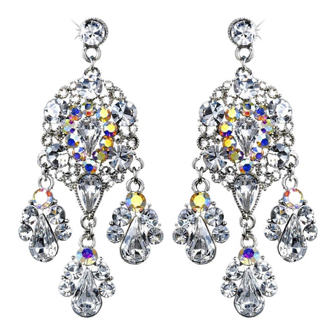 Celebrity Style Silver Clear AB Chandelier Bridal Wedding Earrings E 943