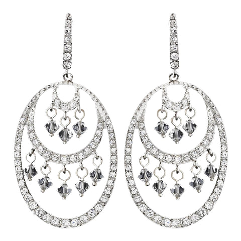 Stunning Silver Crystal Bridal Wedding Earrings Hoop E 944
