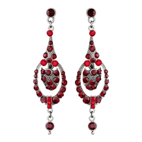 Red Vintage Dangle Bridal Wedding Earrings E 947