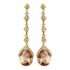 Gold & Topaz Vintage Teardrop Dangle Bridal Wedding Earrings E 948