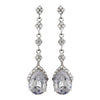 Silver & Clear Vintage Teardrop Dangle Bridal Wedding Earrings E 948