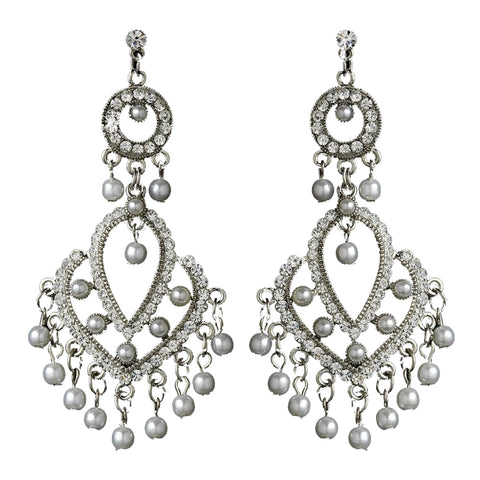 Vintage White Pearl Chandelier Bridal Wedding Earrings E 956