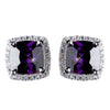 11mm Sterling Silver Princess Amethyst CZ Crystal Stud Bridal Wedding Earrings