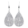 Rhodium Clear Pave Teardrop CZ Drop Bridal Wedding Earrings