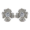 Rhodium Clear Pave CZ Crystal Flower Stud Bridal Wedding Earrings 9721