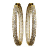 Gold Clear 3 Row CZ Crystal Pave Hoop Bridal Wedding Earrings 9727