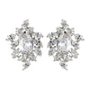 Rhodium Clear Oval & Marquise CZ Crystal Cluster Stud Bridal Wedding Earrings 9731