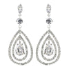 Rhodium Clear Teardrop CZ Crystal Drop Bridal Wedding Earrings 9740