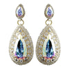 Gold AB Teardrop CZ Drop Bridal Wedding Earrings 9798