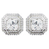 Rhodium Clear Princess CZ Stud Bridal Wedding Earrings 9805