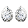 Rhodium Clear Large CZ Teardrop Stud Bridal Wedding Earrings 9857