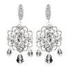 Antique Rhodium Silver Clear Swarovski Crystal Bead & Rhinestone Bridal Wedding Earrings 9863
