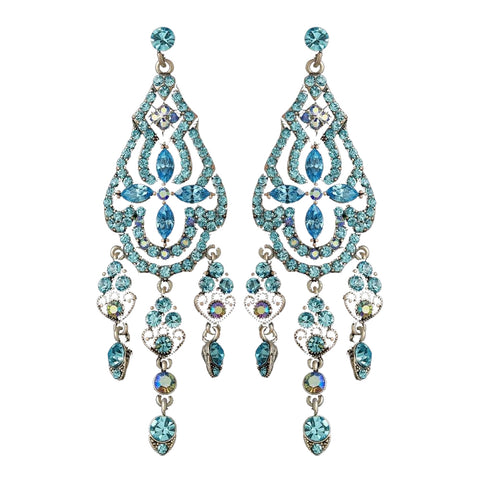 Dazzling Aqua Bridal Wedding Earrings E 988