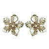 Matte Light Gold & Champagne Pearl Rhinestone Flower Bridal Wedding Earrings 9905