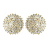 Gold Clear CZ Crystal Round Stud Bridal Wedding Earrings 9966