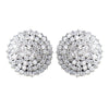 Antique Silver Clear CZ Crystal Round Bridal Wedding Earrings 9966