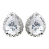 Solid 925 Sterling Silver CZ Crystal Teardrop Bridal Wedding Earrings 9990