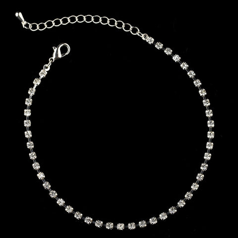 Silver Clear Rhinestone Bridal Wedding Anklet 19000