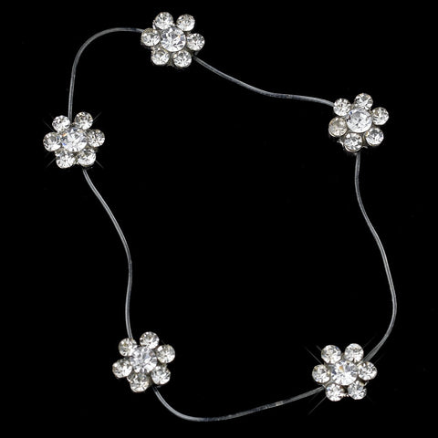 Clear Crystal Flower Bridal Wedding Anklet 1 on Illusion
