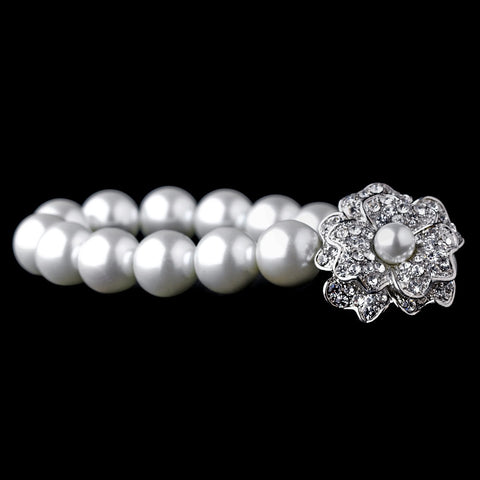 Bridal Wedding Bracelet 1023 Silver White or Silver Ivory