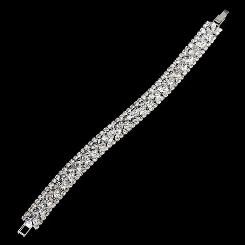 Silver Rhinestone Saturation Bridal Wedding Bracelet 1107
