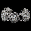 AB Rhinestone Leaf Cuff Silver/Rhodium Bridal Wedding Bracelet 1182