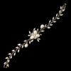 Gold CZ Crystal & Freshwater Pearl Bridal Wedding Bracelet 1268