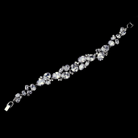 Silver Clear CZ Bridal Wedding Bracelet 1305
