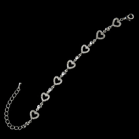 Silver Clear Rhinestone Heart Bridal Wedding Clasp Bridal Wedding Bracelet 13060