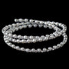 Rhodium Rhinestone & White Pearl 3 Row Coil Stretch Bridal Wedding Bracelet 1424