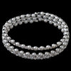Rhodium Rhinestone & White Pearl 3 Row Coil Stretch Bridal Wedding Bracelet 1424