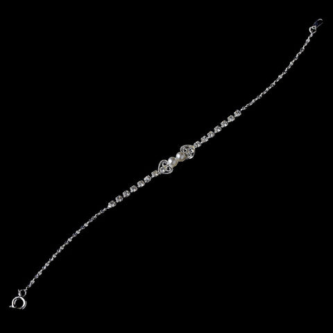 Silver White Rhinestone Bridal Wedding Bracelet 161