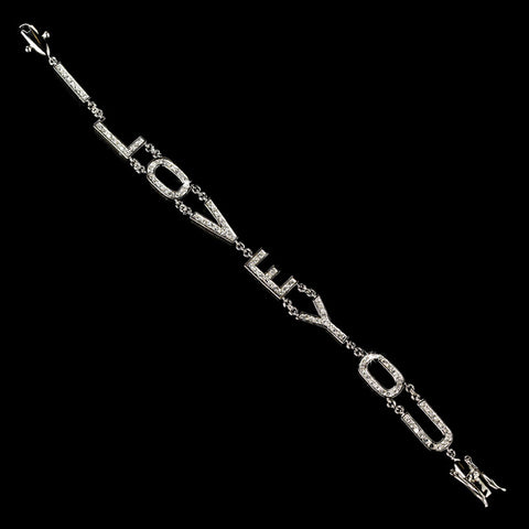 I Love You Rhinestone Bridal Bracelet