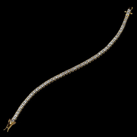 Gold Cubic Zirconia Bridal Wedding Bracelet B 2204