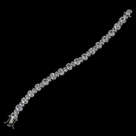 Pure Perfection Silver Cubic Zirconia Bridal Wedding Bracelet B 2244