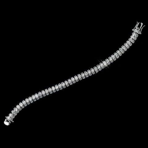 Antique Silver Clear CZ Crystal Bridal Wedding Bracelet 2303