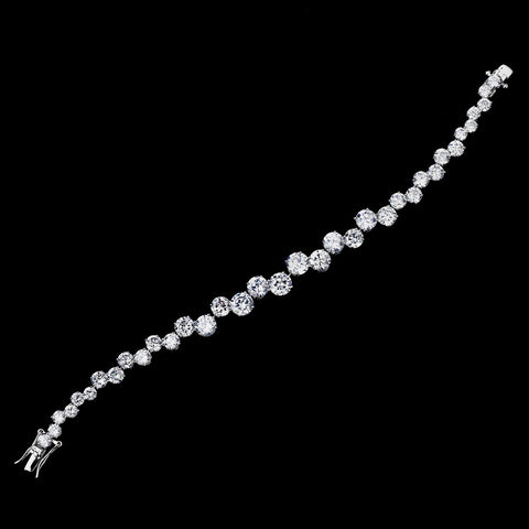 Antique Silver Clear Cubic Zirconia Bridal Wedding Bracelet 2459