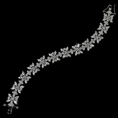 Silver Clear Cubic Zirconia Bridal Wedding Bracelet 2479